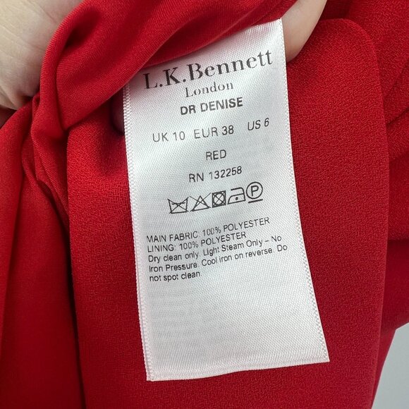 L.K.Bennett Red Ruched Side Short Dress Women's Size 6 - Picture 6 of 6